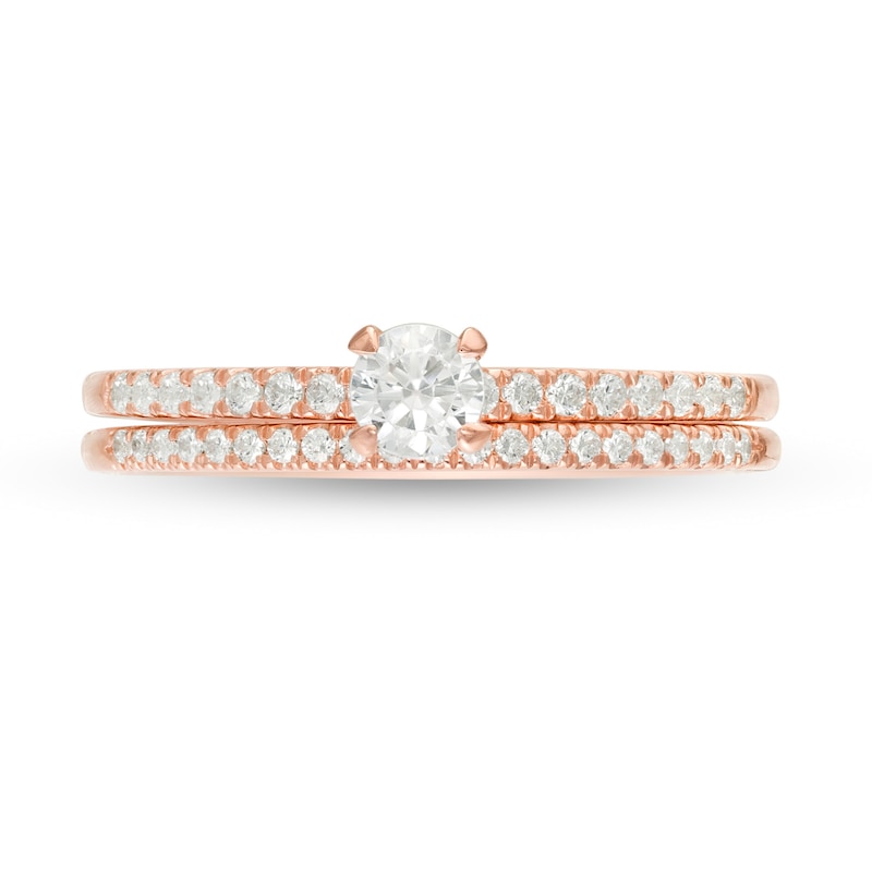 Main Image 4 of 1/2 CT. T.W. Diamond Bridal Set in 10K Rose Gold