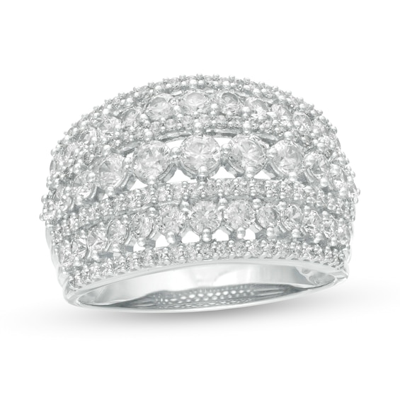 2 CT. T.w. Diamond Multi-Row Domed Ring in 10K White Gold