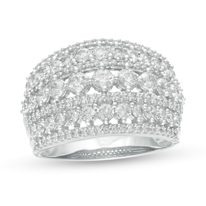 Main Image 1 of 2 CT. T.W. Diamond Multi-Row Domed Ring in 10K White Gold