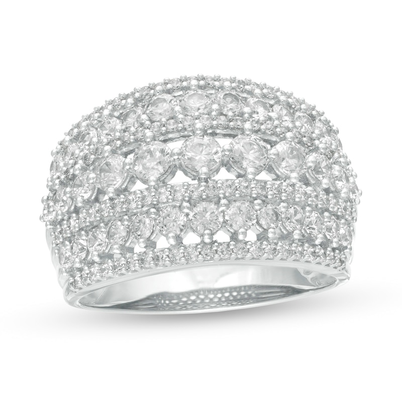 2 CT. T.W. Diamond Multi-Row Domed Ring in 10K White Gold