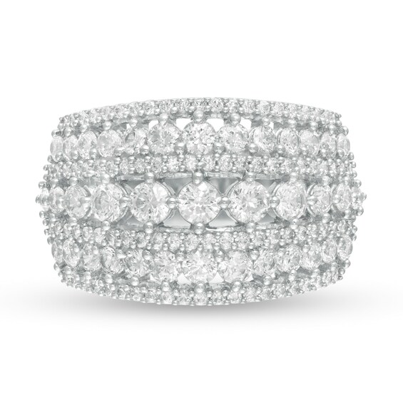 2 CT. T.w. Diamond Multi-Row Domed Ring in 10K White Gold
