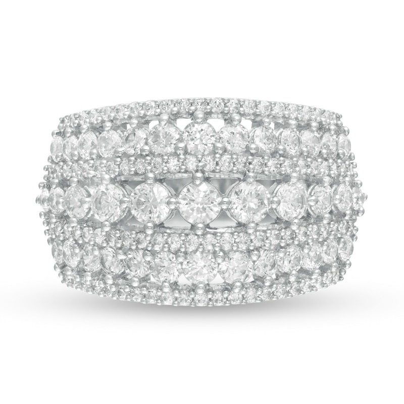 Main Image 4 of 2 CT. T.W. Diamond Multi-Row Domed Ring in 10K White Gold