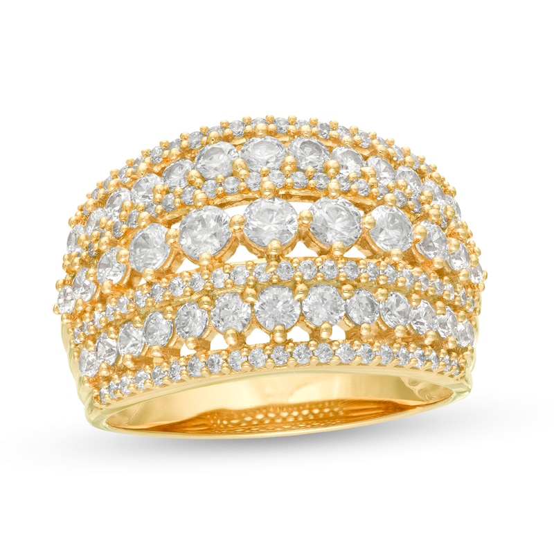 2 CT. T.W. Diamond Multi-Row Domed Ring in 10K Gold