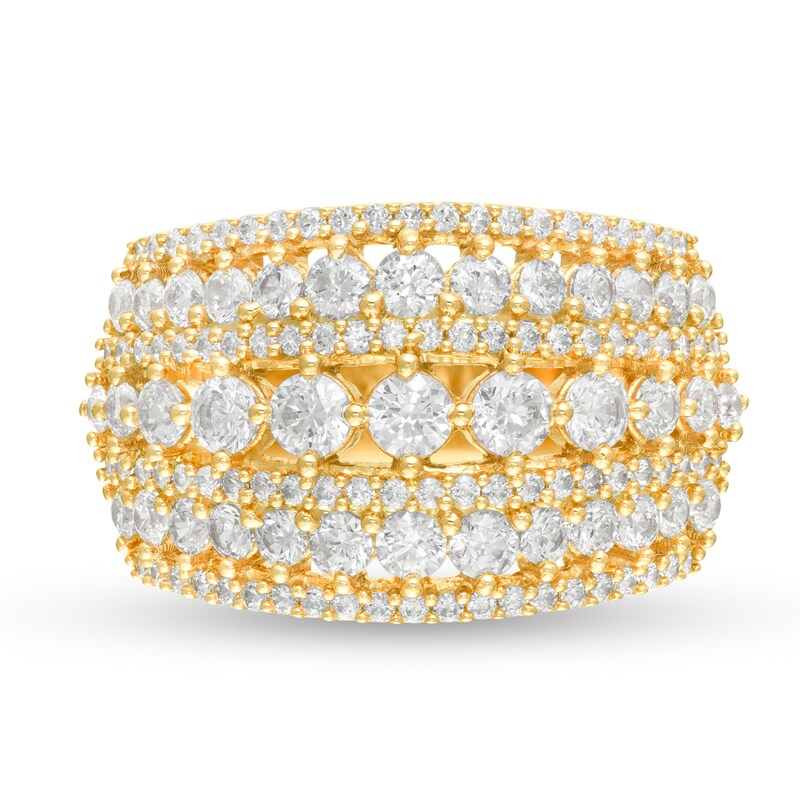 2 CT. T.W. Diamond Multi-Row Domed Ring in 10K Gold