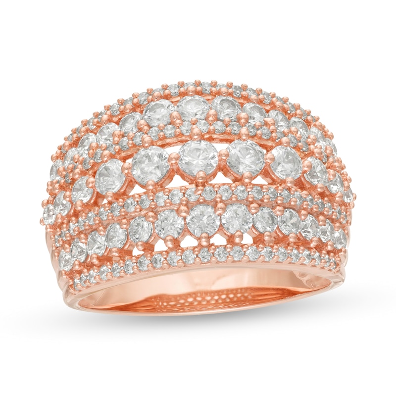 2 CT. T.W. Diamond Multi-Row Domed Ring in 10K Rose Gold