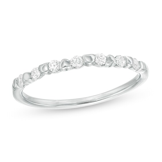 1/5 CT. T.w. Diamond Alternating Heart Stackable Band in 10K White Gold