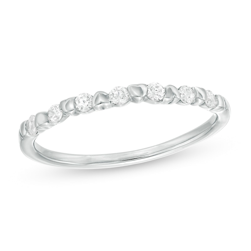 Main Image 1 of 1/5 CT. T.W. Diamond Alternating Heart Stackable Band in 10K White Gold