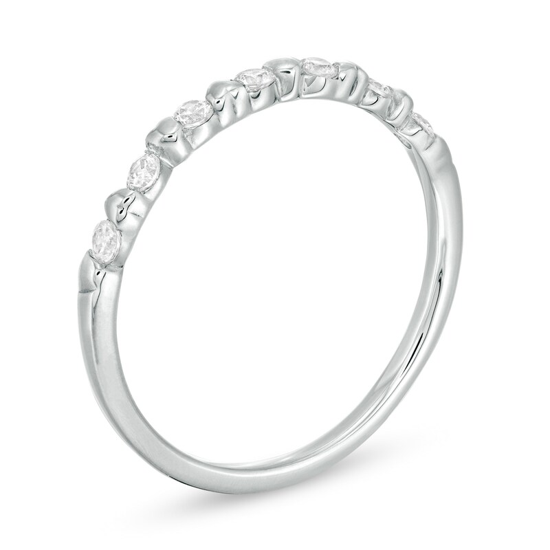 Main Image 3 of 1/5 CT. T.W. Diamond Alternating Heart Stackable Band in 10K White Gold
