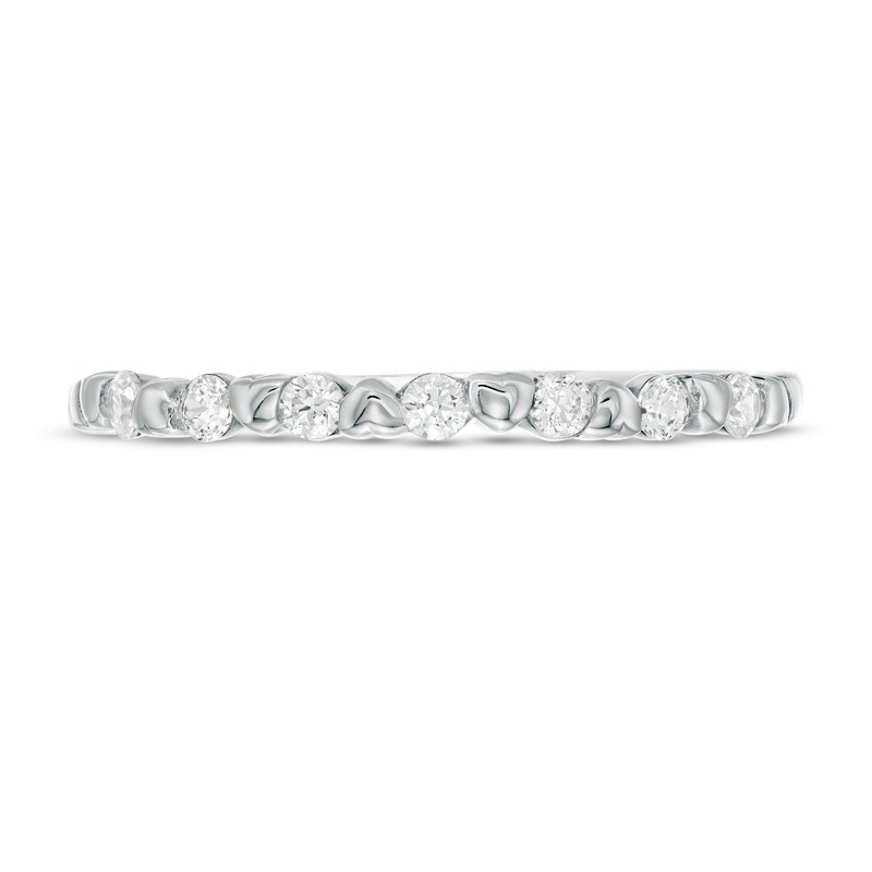Main Image 4 of 1/5 CT. T.W. Diamond Alternating Heart Stackable Band in 10K White Gold