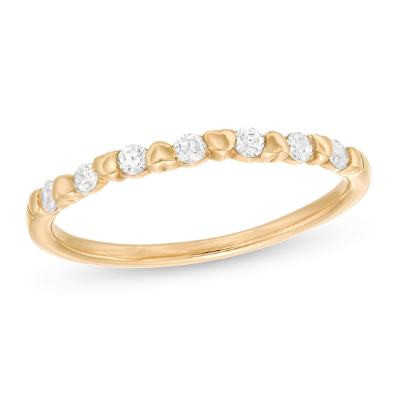 1/5 CT. T.w. Diamond Alternating Heart Stackable Band in 10K Gold