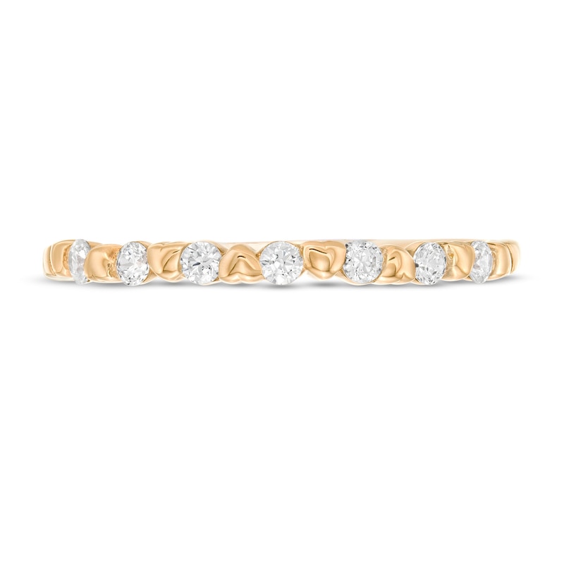 Main Image 4 of 1/5 CT. T.W. Diamond Alternating Heart Stackable Band in 10K Gold