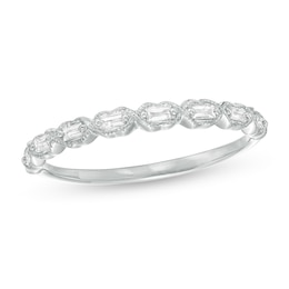 1/8 CT. T.W. Baguette Diamond Art Deco Vintage-Style Stackable Band in 10K White Gold