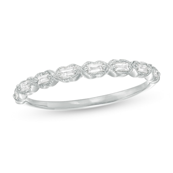 1/8 CT. T.w. Baguette Diamond Art Deco Vintage-Style Stackable Band in 10K White Gold