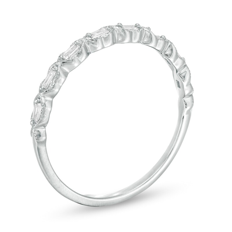 Main Image 3 of 1/8 CT. T.W. Baguette Diamond Art Deco Vintage-Style Stackable Band in 10K White Gold