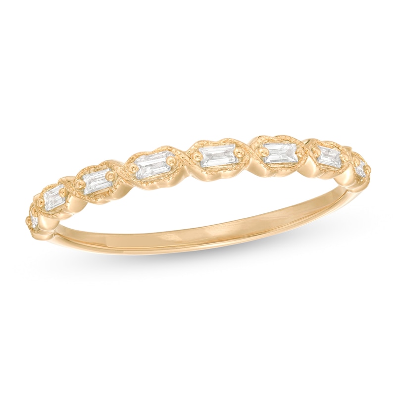 1/8 CT. T.W. Baguette Diamond Art Deco Vintage-Style Stackable Band in 10K Gold