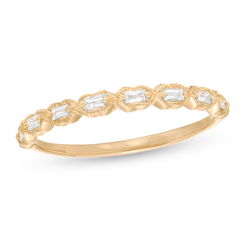 Main Image 1 of 1/8 CT. T.W. Baguette Diamond Art Deco Vintage-Style Stackable Band in 10K Gold