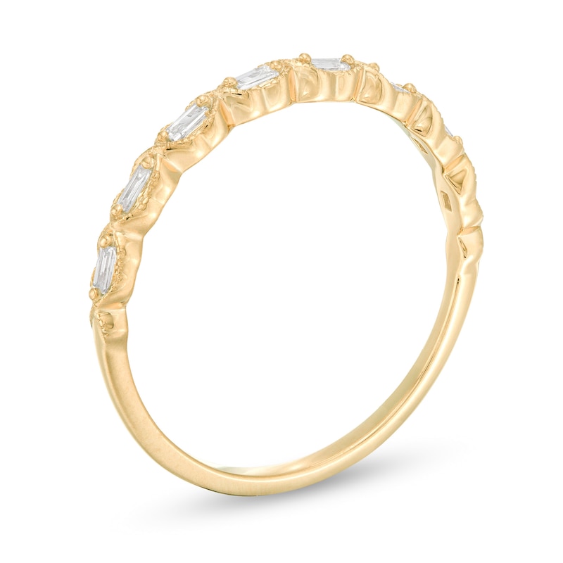 Main Image 3 of 1/8 CT. T.W. Baguette Diamond Art Deco Vintage-Style Stackable Band in 10K Gold