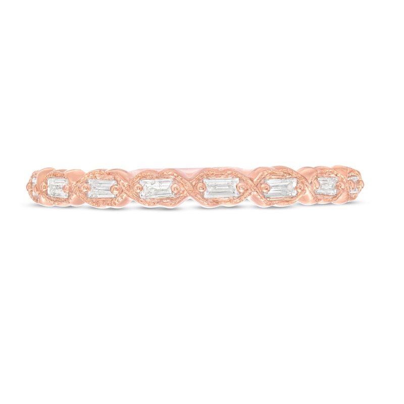 1/8 CT. T.W. Baguette Diamond Art Deco Vintage-Style Stackable Band in 10K Rose Gold