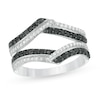 Thumbnail Image 1 of 3/4 CT. T.W. Enhanced Black and White Diamond Chevron Solitaire Enhancer in 10K White Gold