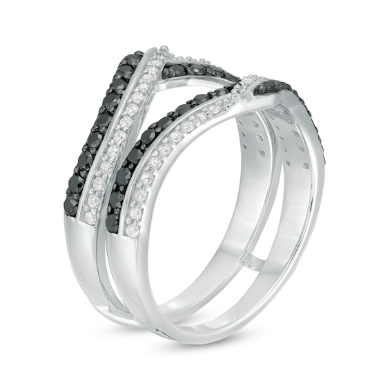 3/4 CT. T.w. Enhanced Black and White Diamond Chevron Solitaire Enhancer in 10K White Gold