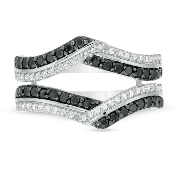 3/4 CT. T.w. Enhanced Black and White Diamond Chevron Solitaire Enhancer in 10K White Gold