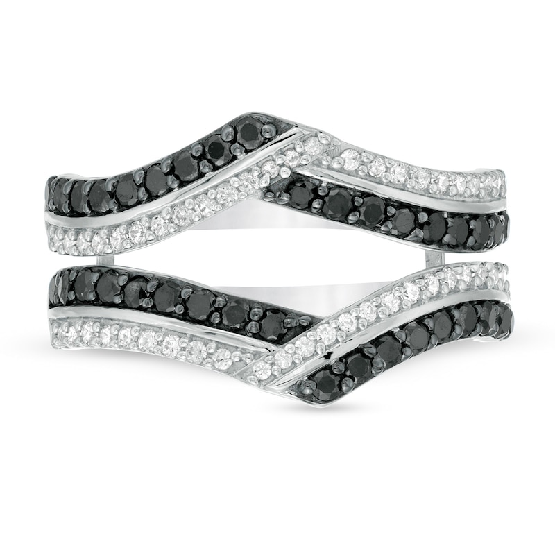 Main Image 3 of 3/4 CT. T.W. Enhanced Black and White Diamond Chevron Solitaire Enhancer in 10K White Gold