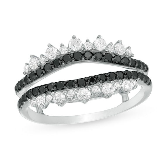 3/4 CT. T.w. Enhanced Black and White Diamond Tiara Style Solitaire Enhancer in 10K White Gold