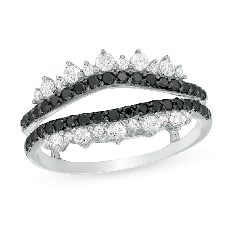 Main Image 1 of 3/4 CT. T.W. Enhanced Black and White Diamond Tiara Style Solitaire Enhancer in 10K White Gold