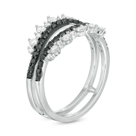 3/4 CT. T.w. Enhanced Black and White Diamond Tiara Style Solitaire Enhancer in 10K White Gold
