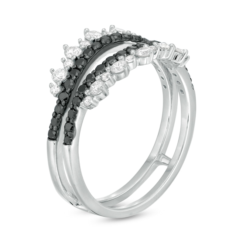Main Image 2 of 3/4 CT. T.W. Enhanced Black and White Diamond Tiara Style Solitaire Enhancer in 10K White Gold