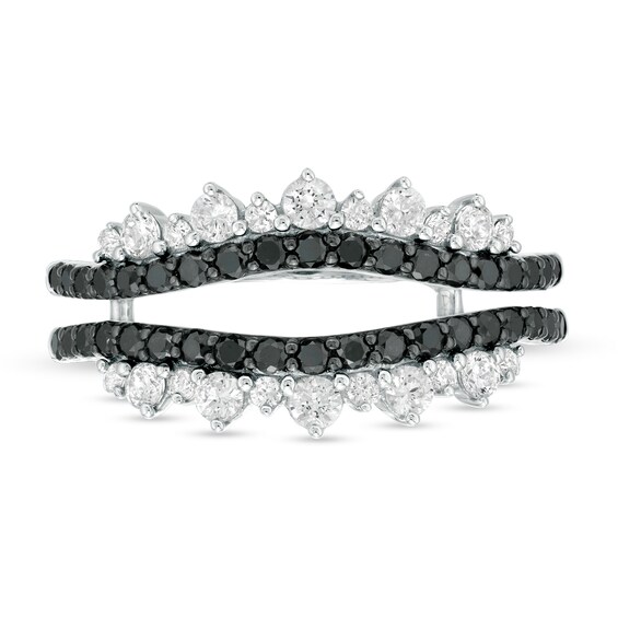 3/4 CT. T.w. Enhanced Black and White Diamond Tiara Style Solitaire Enhancer in 10K White Gold