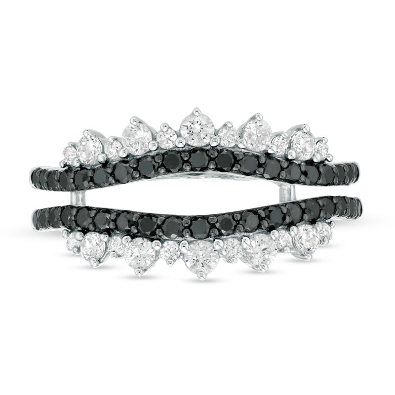 Main Image 3 of 3/4 CT. T.W. Enhanced Black and White Diamond Tiara Style Solitaire Enhancer in 10K White Gold