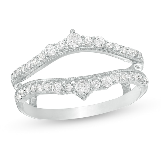 1/2 CT. T.w. Diamond Crown Vintage-Style Solitaire Enhancer in 10K White Gold