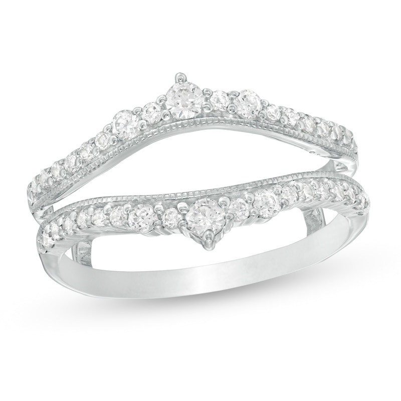 Main Image 1 of 1/2 CT. T.W. Diamond Crown Vintage-Style Solitaire Enhancer in 10K White Gold