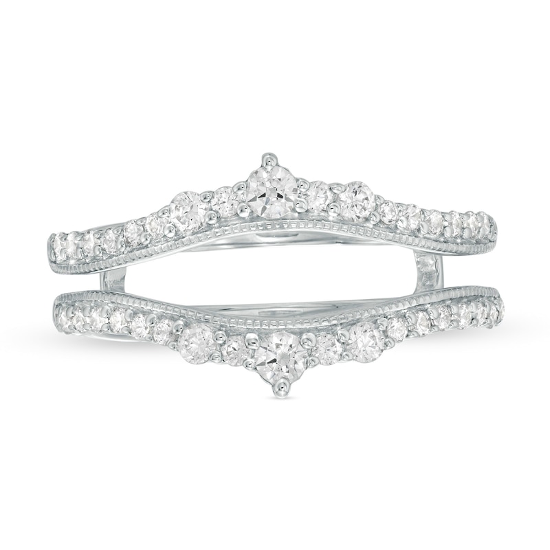 Main Image 3 of 1/2 CT. T.W. Diamond Crown Vintage-Style Solitaire Enhancer in 10K White Gold