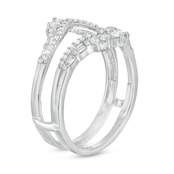 1/2 CT. T.w. Baguette and Round Diamond Tiara Style Solitaire Enhancer in 10K White Gold