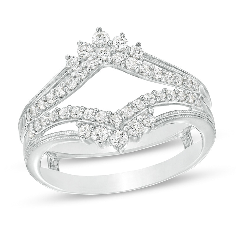 Main Image 1 of 1/2 CT. T.W. Diamond Crown Vintage-Style Solitaire Enhancer in 10K White Gold