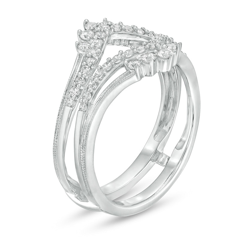 Main Image 2 of 1/2 CT. T.W. Diamond Crown Vintage-Style Solitaire Enhancer in 10K White Gold