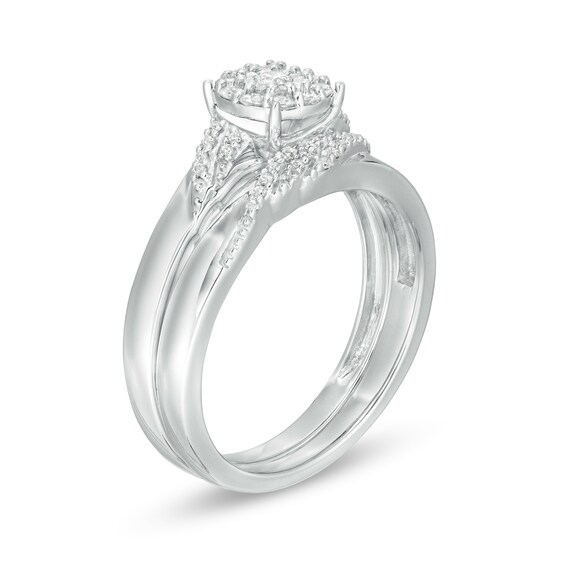 1/4 CT. T.w. Diamond Slant Bridal Set in Sterling Silver