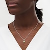 Thumbnail Image 2 of Pear-Shaped Peridot and White Lab-Created Sapphire Rope Frame Drop Pendant in Sterling Silver