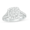 1 CT. T.W. Composite Diamond Double Cushion Frame Split Shank Engagement Ring in 10K White Gold