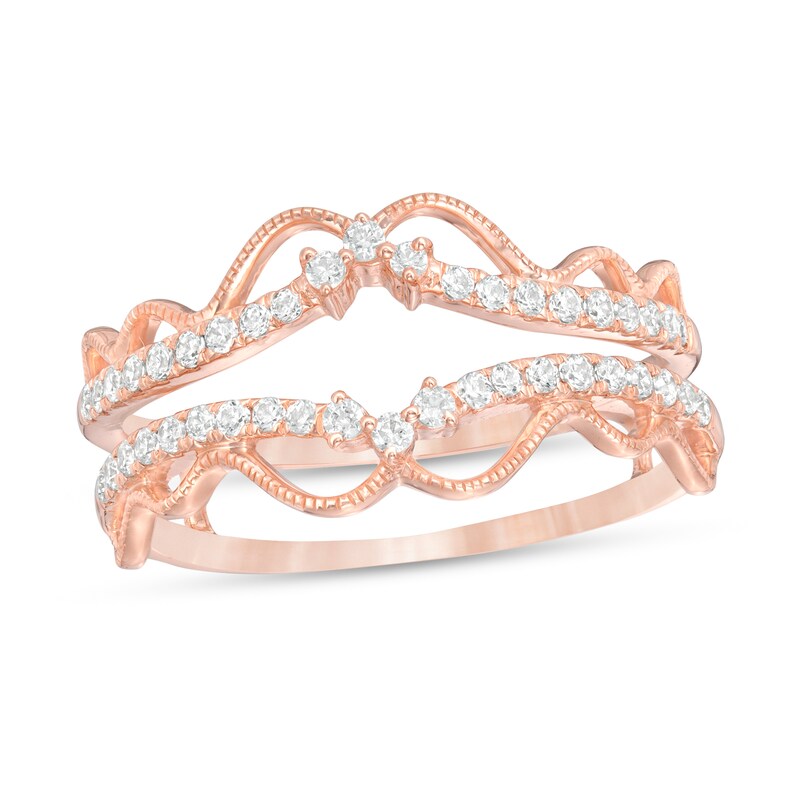 Main Image 1 of 1/3 CT. T.W. Diamond Double Crown Vintage-Style Solitaire Enhancer in 10K Rose Gold