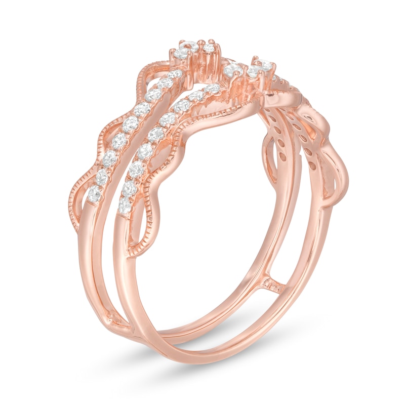 Main Image 2 of 1/3 CT. T.W. Diamond Double Crown Vintage-Style Solitaire Enhancer in 10K Rose Gold