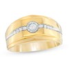 Thumbnail Image 0 of Men's 1/5 CT. T.W. Diamond Square-Top Signet Ring in Sterling Silver with 14K Gold Plate