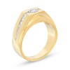 Men's 1/5 CT. T.W. Diamond Square-Top Signet Ring in Sterling Silver with 14K Gold Plate