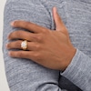Men's 1/3 CT. T.W. Composite Diamond Ribbed Shank Signet Ring in Sterling Silver with 14K Gold Plate