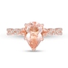 Thumbnail Image 4 of Pear-Shaped Morganite and 1/5 CT. T.W. Diamond Twist Shank Engagement Ring in 10K Rose Gold
