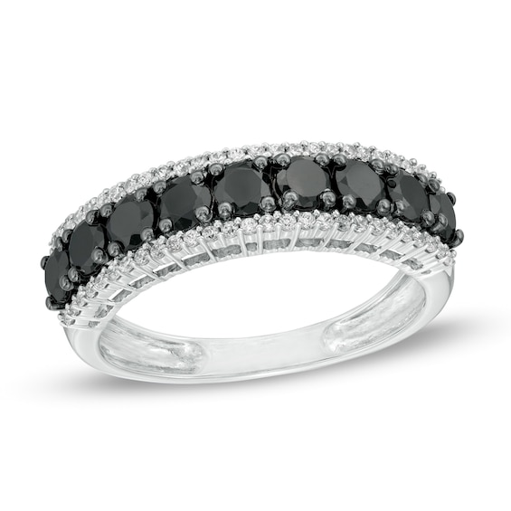 1-1/4 CT. T.w. Enhanced Black and White Diamond Anniversary Band in 10K White Gold