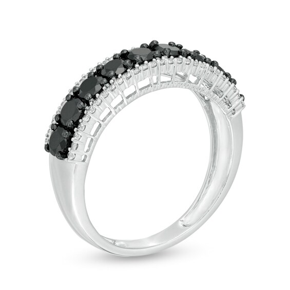 1-1/4 CT. T.w. Enhanced Black and White Diamond Anniversary Band in 10K White Gold