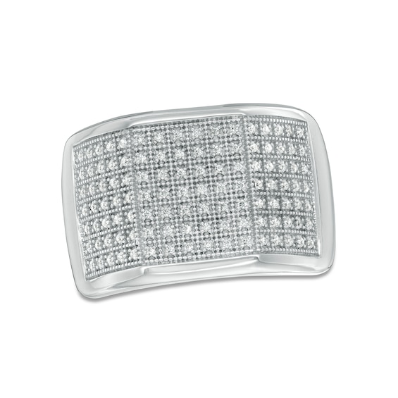 1/3 CT. T.w. Diamond Squared Multi-Row Ring in Sterling Silver